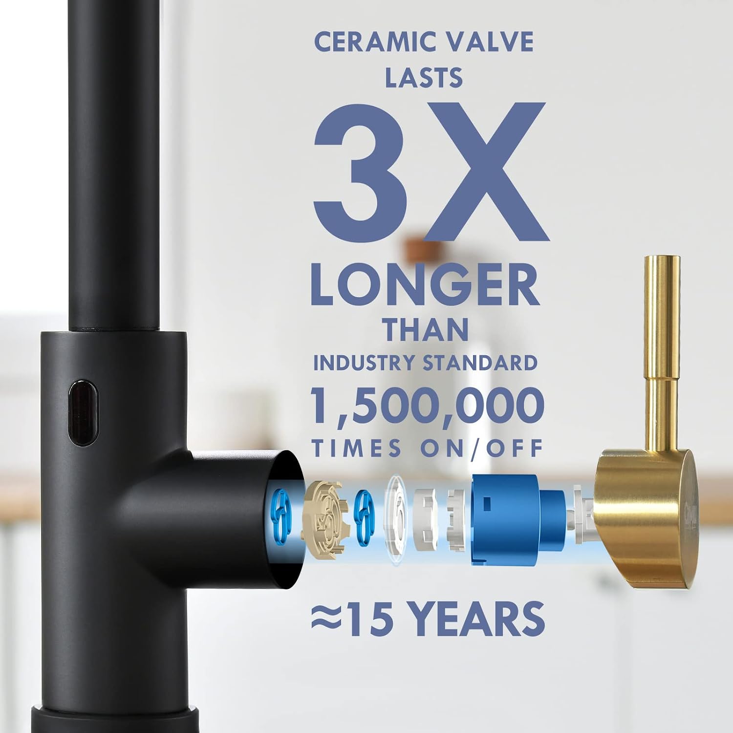 Detalle 2 de GIMILI GM1042BG Touchless Kitchen Faucet, Black and Gold, Pull-Down Sprayer