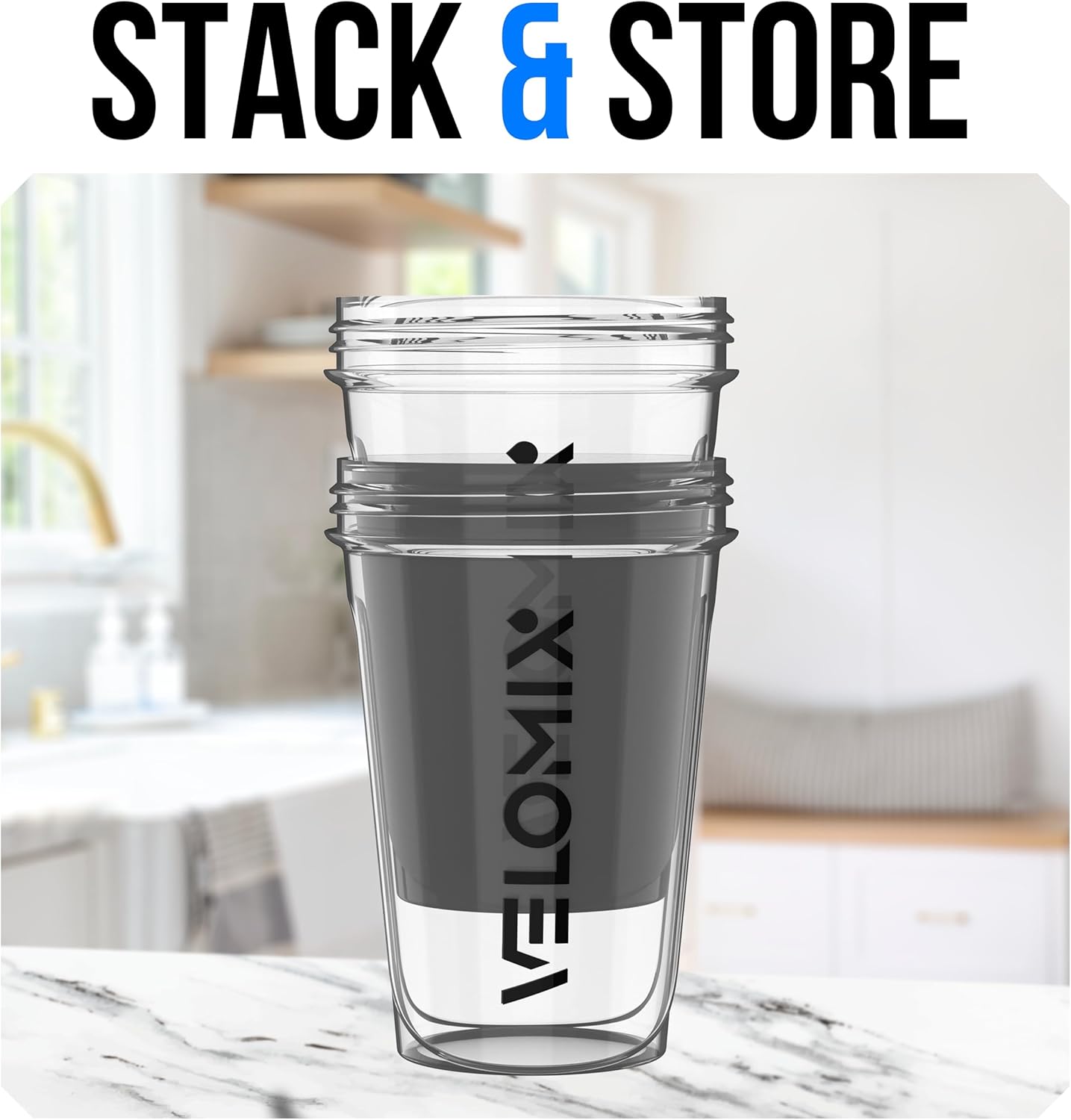 Thumbnail 4 de VELOMIX 2-Pack 20 oz Protein Shaker Bottles with Wire Whisk — Leak-Proof, Portable, Distinct Color Options
