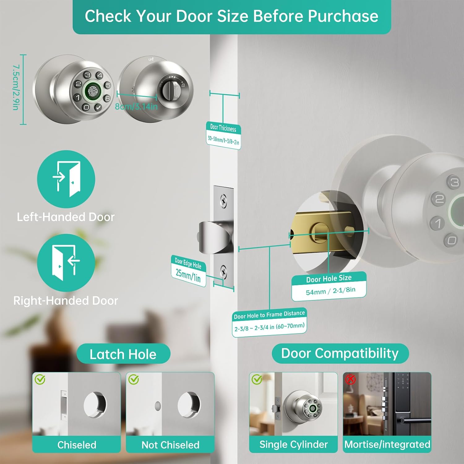 Detalle 2 de Fingerprint Door Lock with Keypad