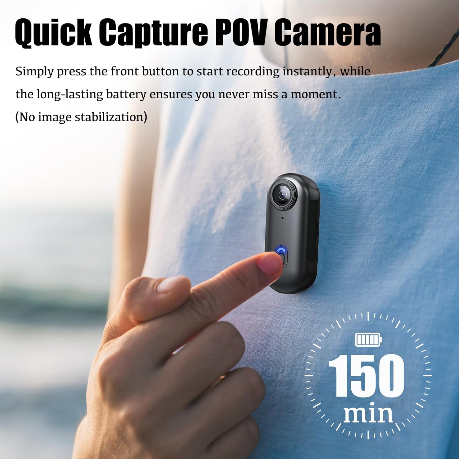 Detalle 2 de ABSAMAYS 1080P Mini Thumb Action Camera – wearable POV camera for cycling, biking, work & travel