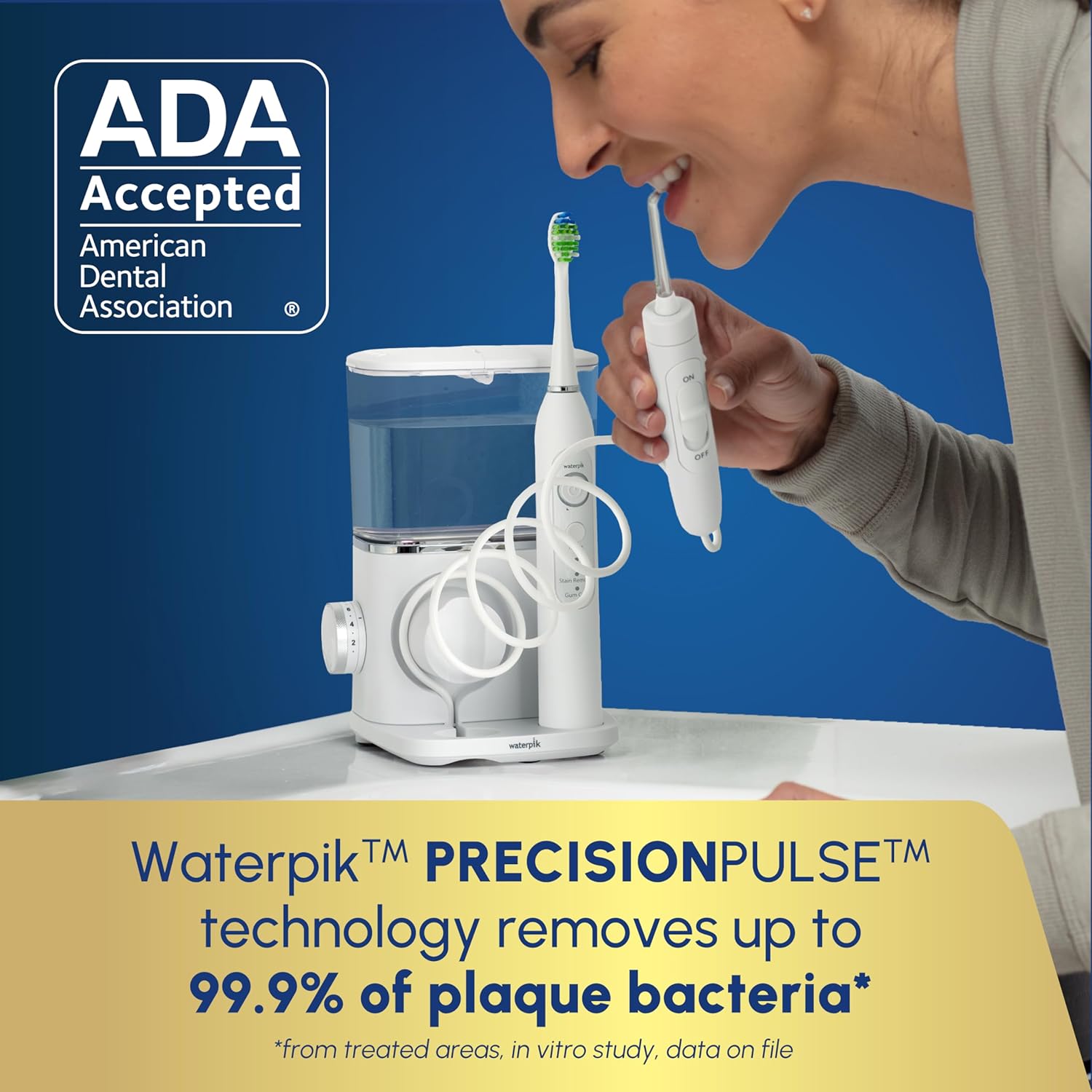 Detalle de Waterpik Sensonic Complete Care CC-04: Water Flosser + Rechargeable Toothbrush Combo