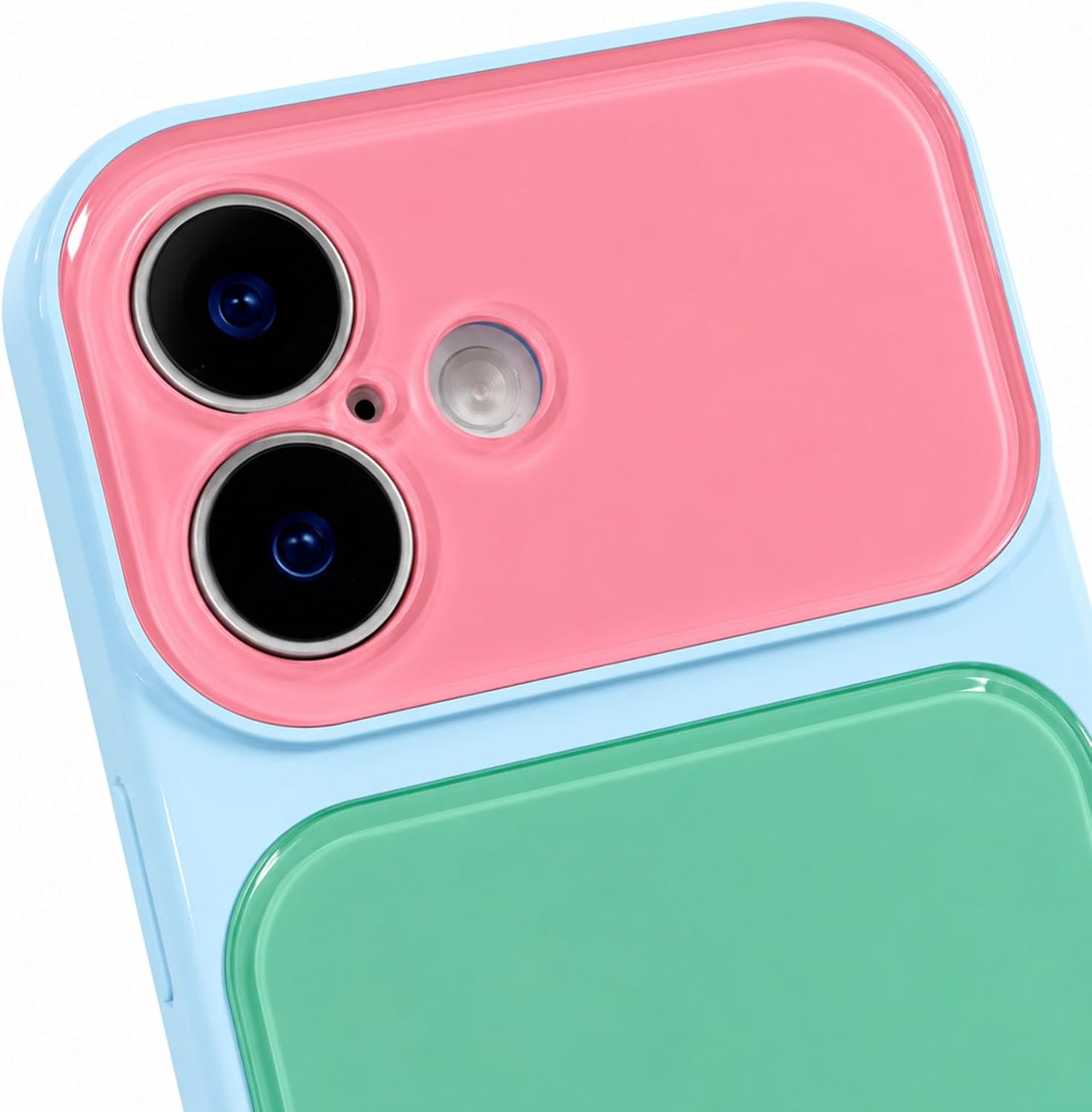Detalle 2 de EKELYVIA Cyan TPU Case for iPhone 17, Contrast Color Design, Raised Bezels