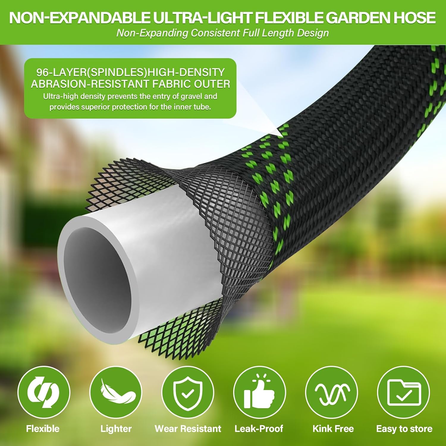 Detalle de Kezidhp Tuyau d’Arrosage Extensible 15 m – 10 modes, Raccords en Laiton 1/2 et 3/4, Kit Complet