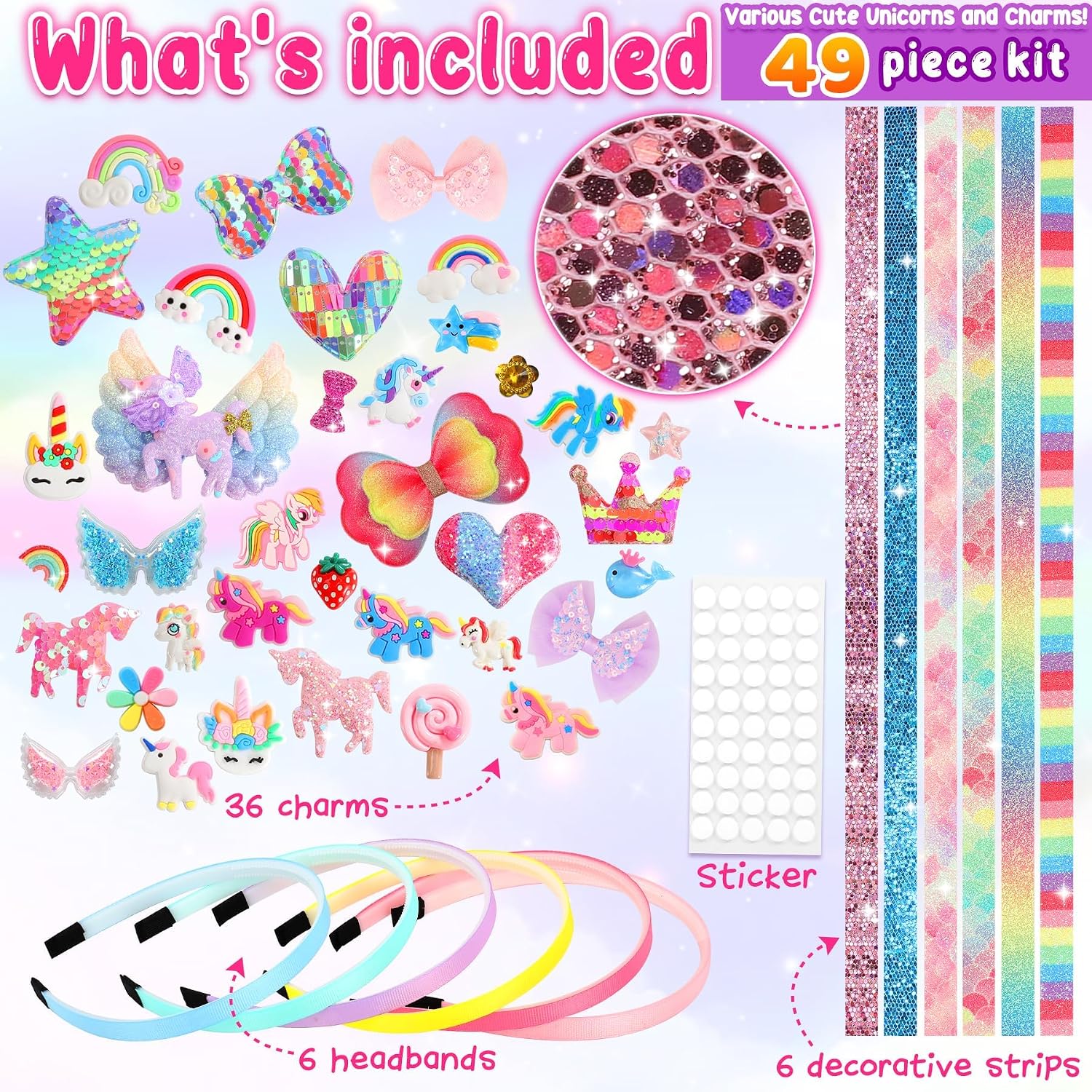 Detalle 2 de Pourbibi Unicorn Headband Making Kit for Kids 🎀