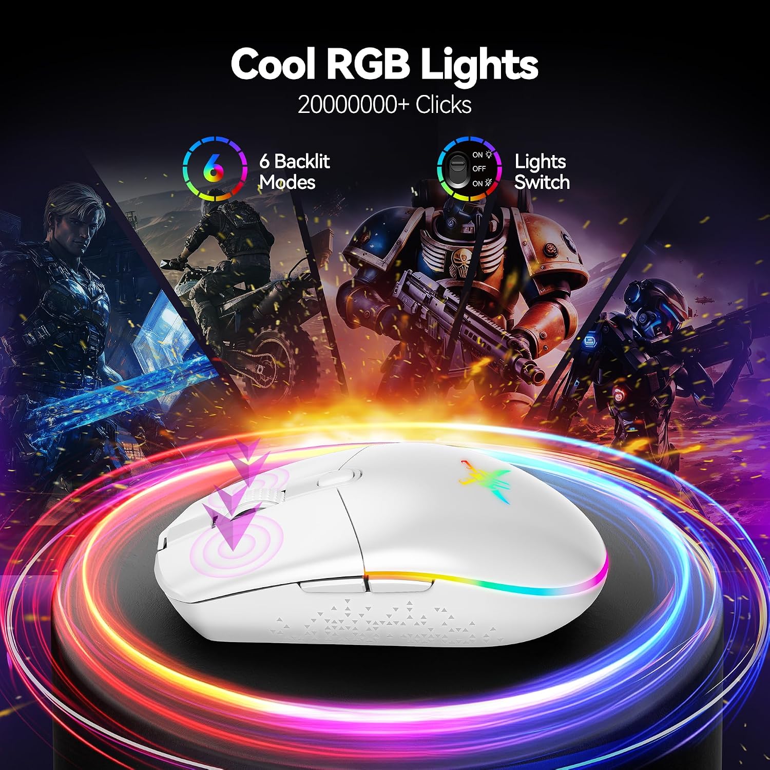 Thumbnail 4 de TECKNET Wireless Gaming Mouse with 8000 DPI: Lightweight, Long Battery Life and 6 Programmable Buttons