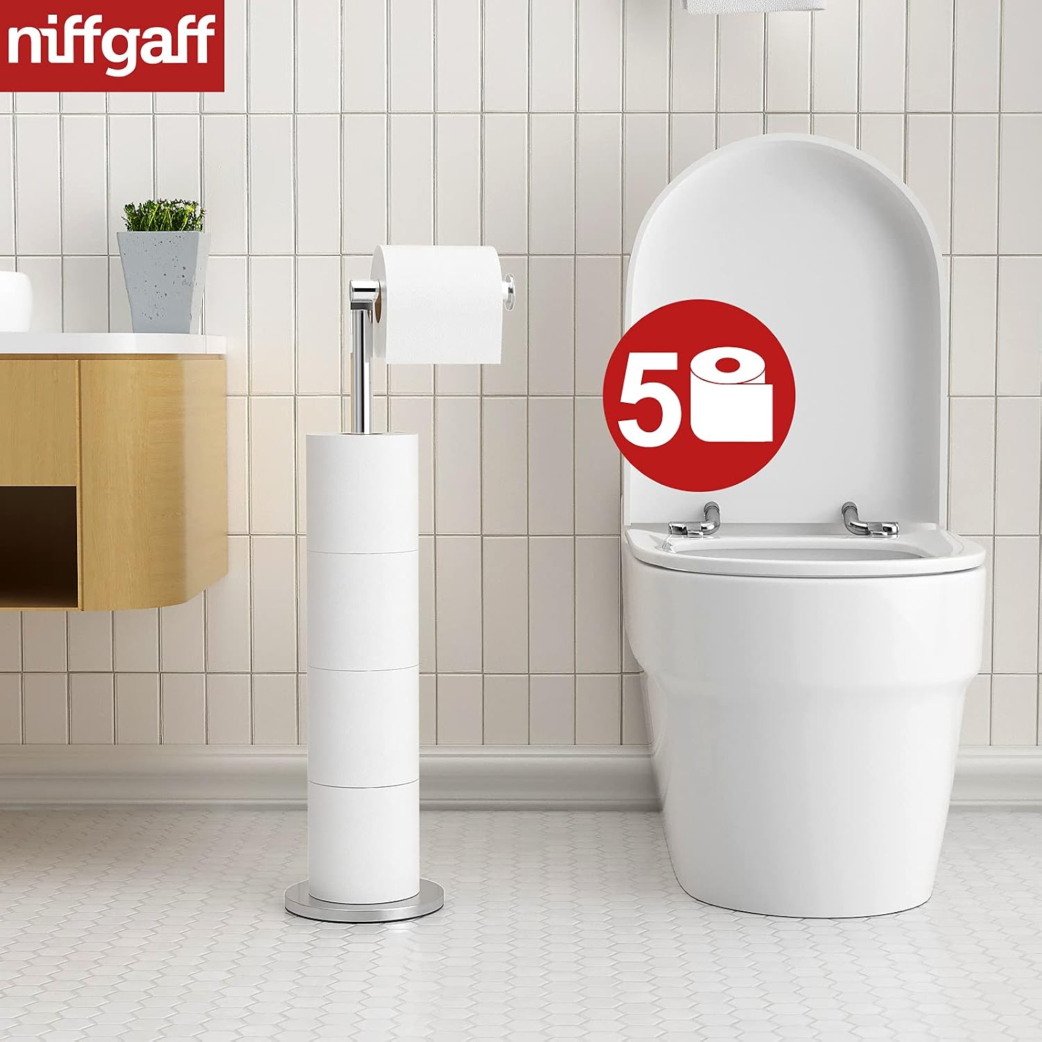 Thumbnail 1 de Stainless Steel Free-standing Toilet Roll Holder 🚽