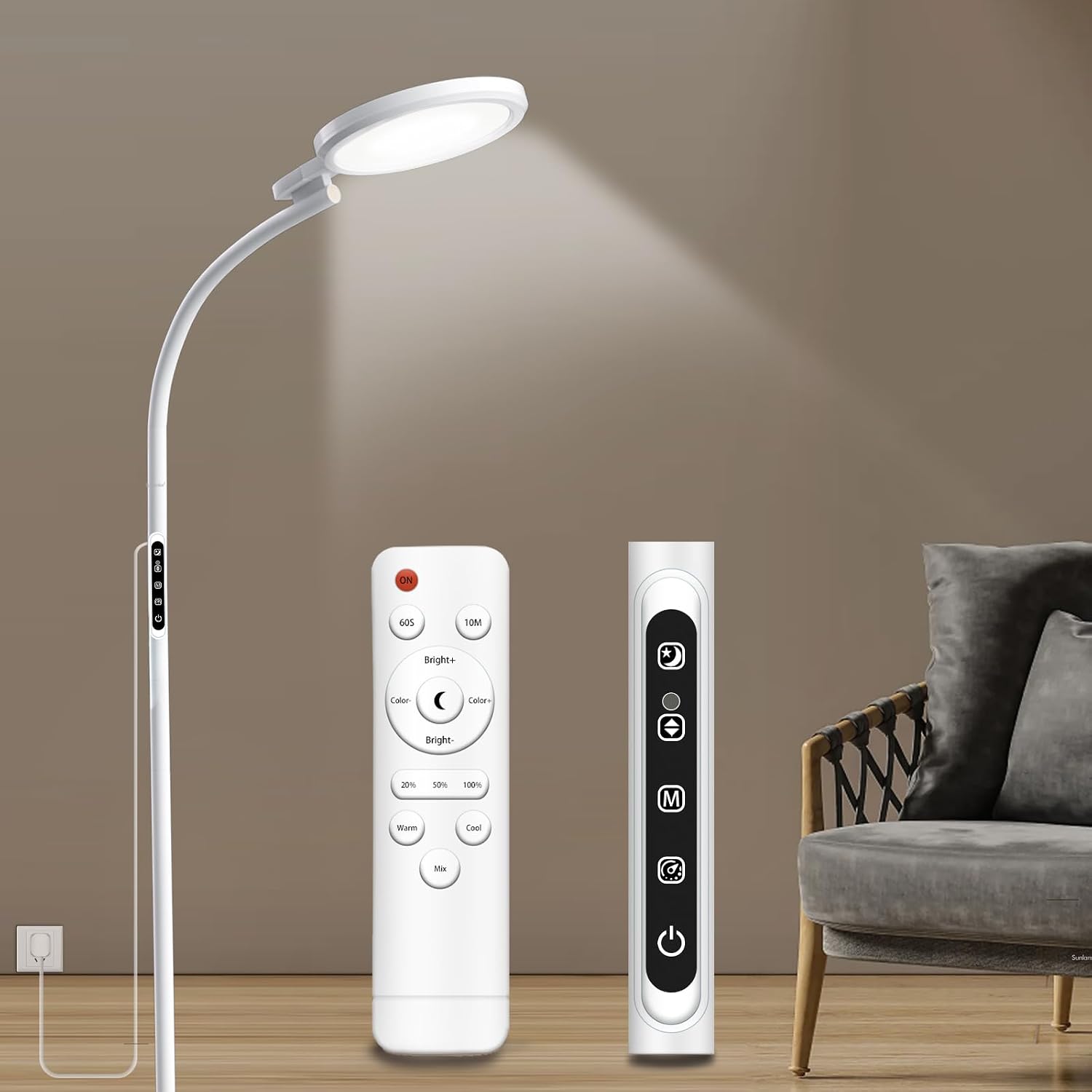 Detalle de Devowellte DEE-CA-YXLDGLD01 UV-Free 10,000 Lux Floor and Desk Lamp