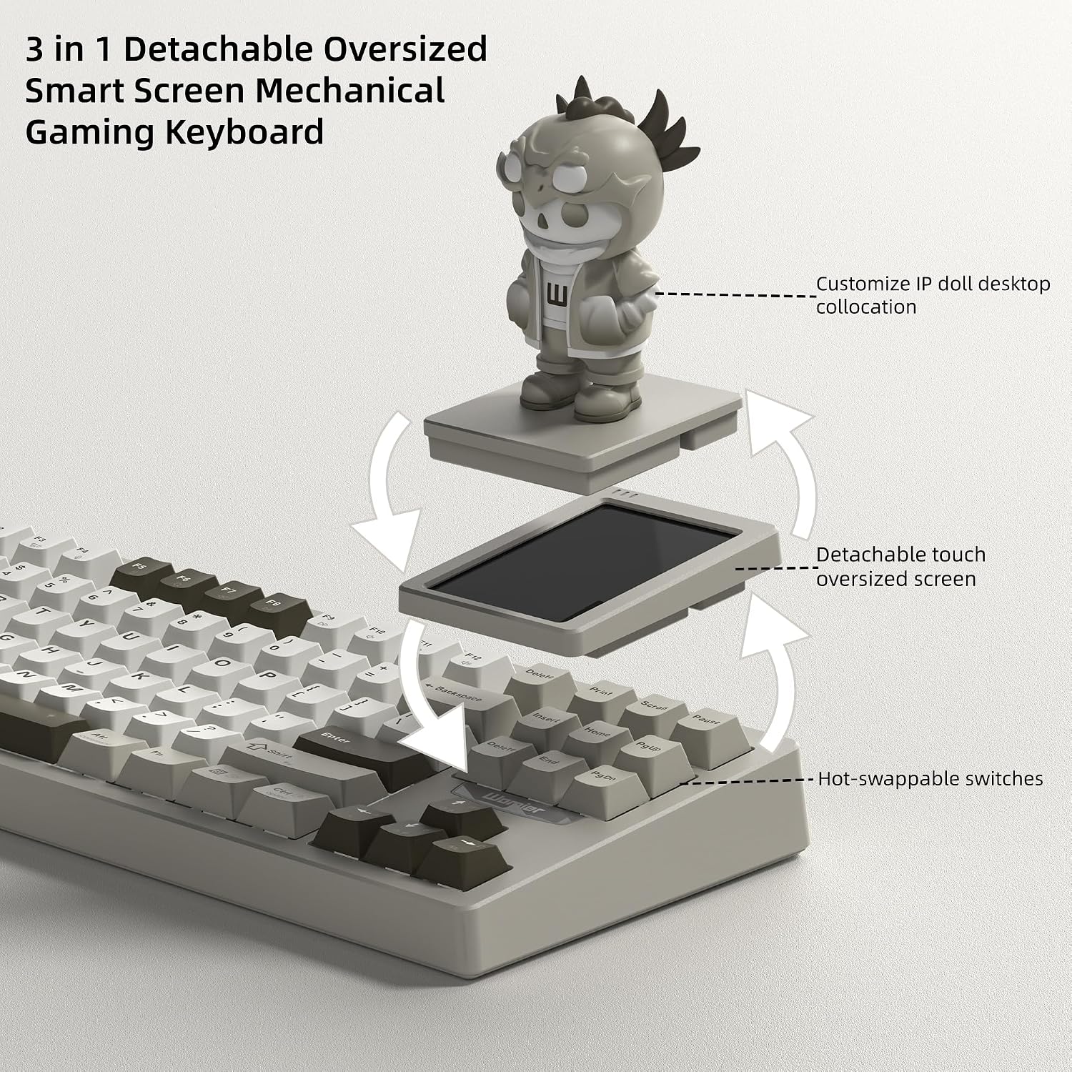 Detalle de Womier DUO87 Modular 75% Mechanical Keyboard with Detachable Touchscreen and RGB