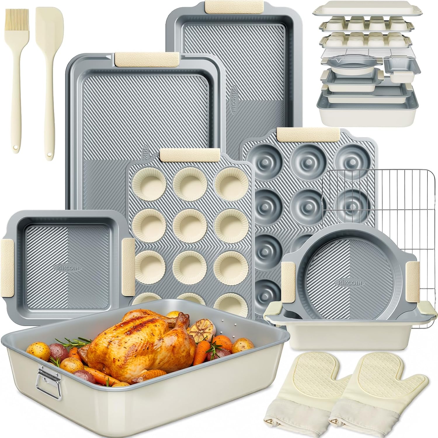 Kikcoin 25-Pan Stackable Bakeware Set