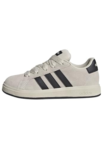 Detalle de adidas Grand Court 00S Kinder Sneaker – Wonder White/Core Black/Cloud White (Größe 40 EU)