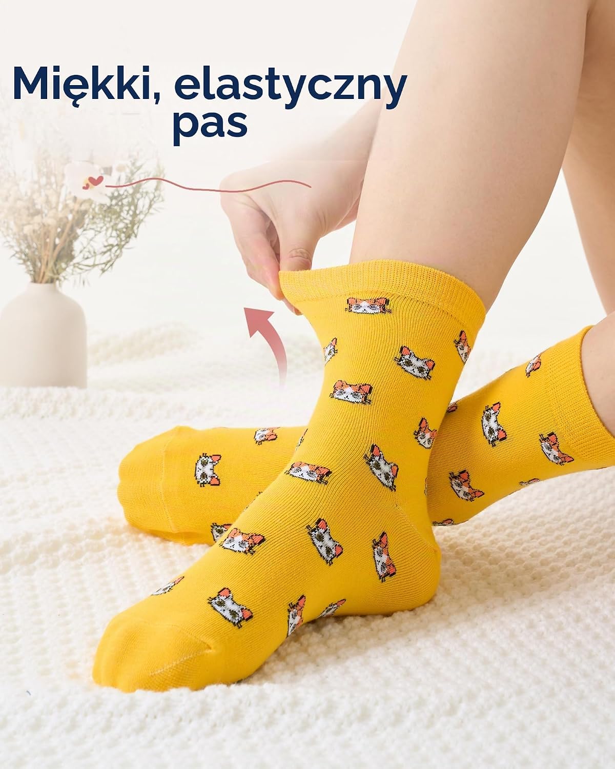 Thumbnail 3 de Veximora kolorowe skarpety damskie z kotami, 5 par, 80% bawełny