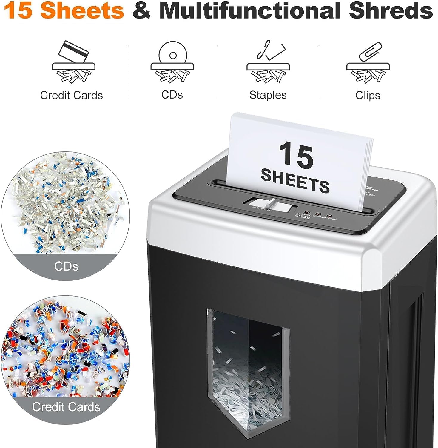 Detalle 2 de Bonsaii C169-B Heavy-Duty Cross-Cut Paper Shredder, 15-Sheet, 5-Gallon Bin