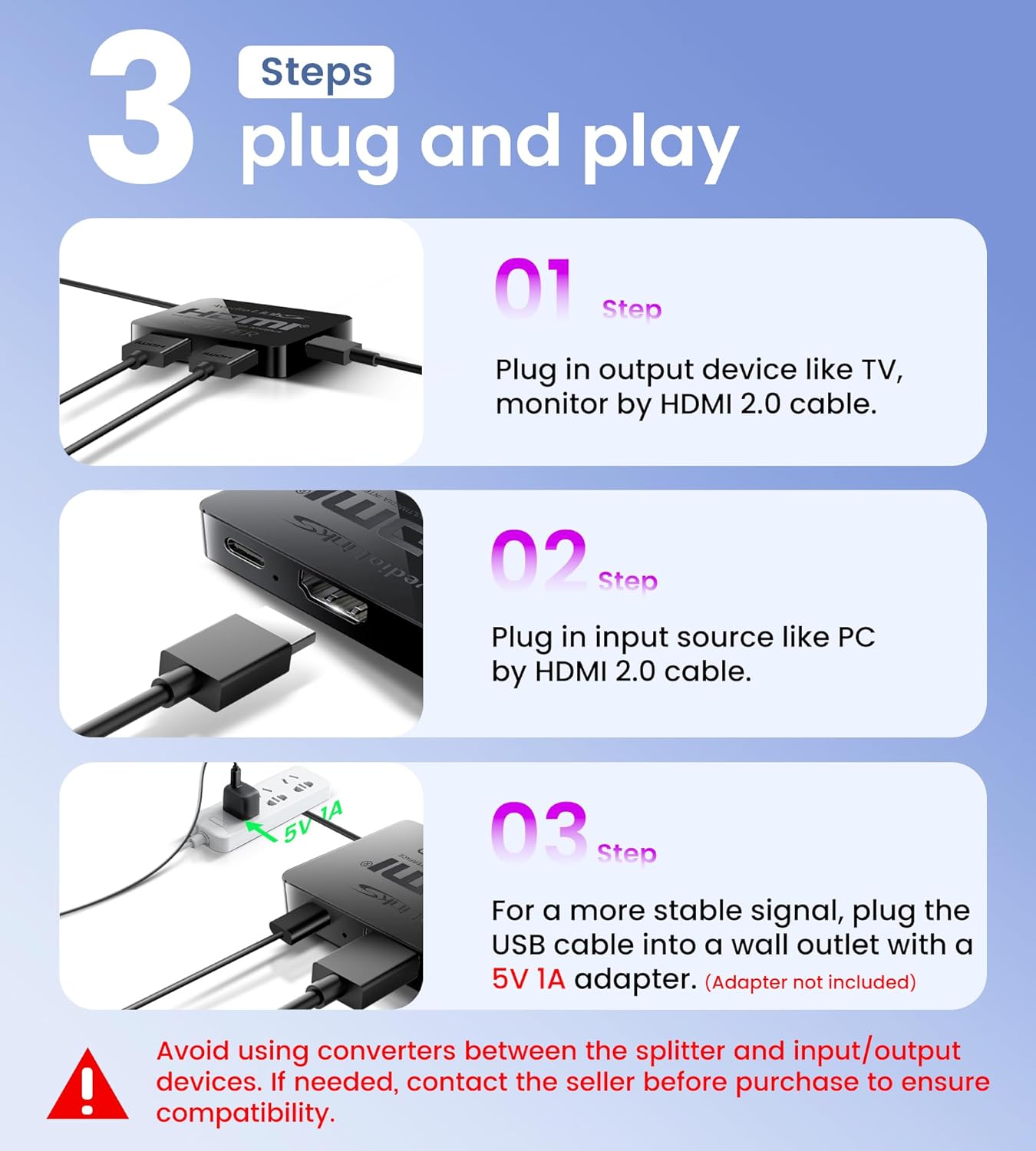 Thumbnail 5 de avedio links 1x4 HDMI Splitter: Mirror One Source to Four Displays