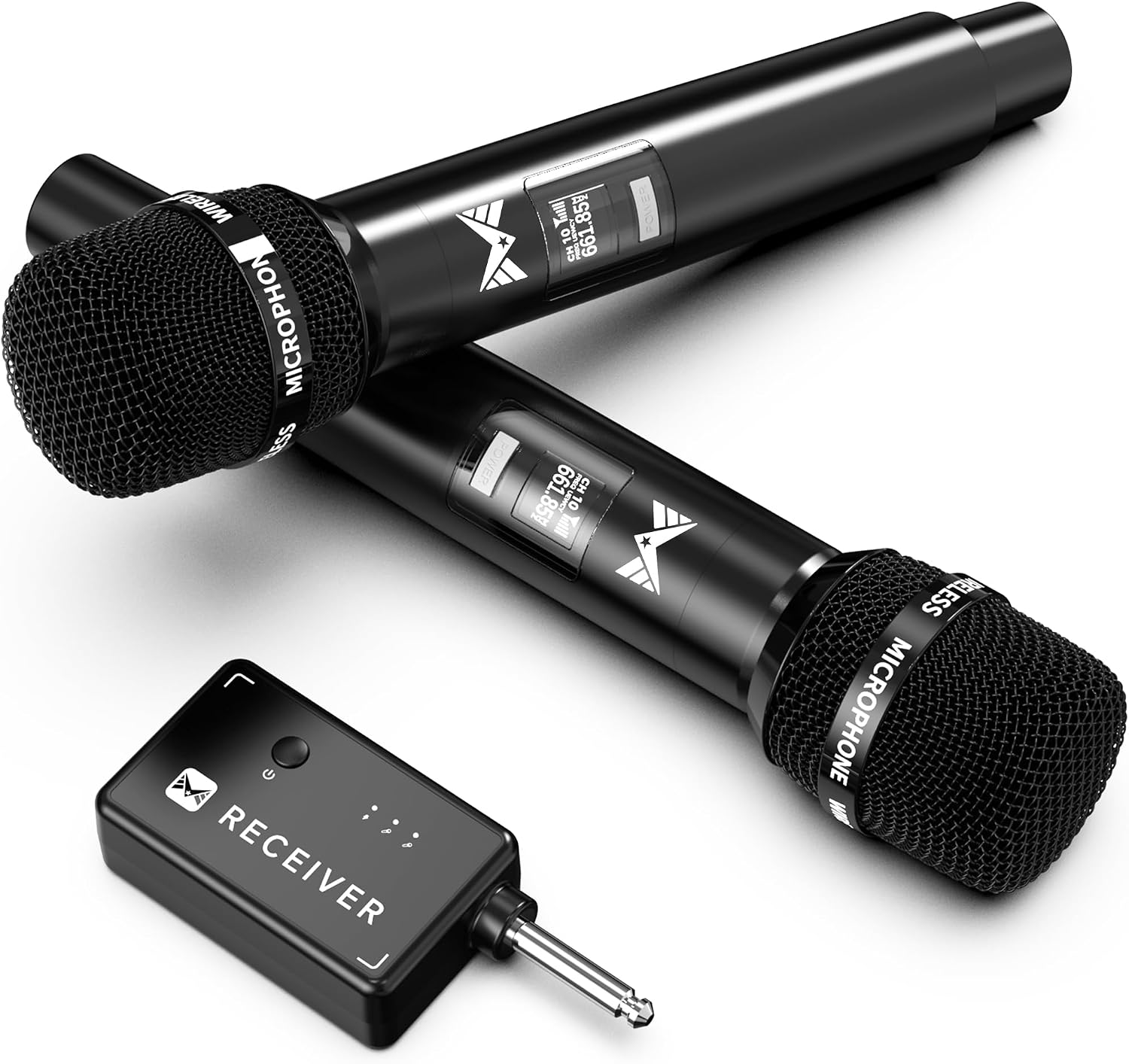 ECHOMUSSY G59S Wireless Microphone System, 2 Handheld Mics, 2.4GHz