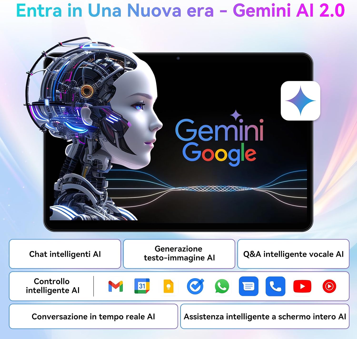Detalle de TABWEE Android 15 tablette 10" 12 Go + 128 Go (2 To via TF) – 6000 mAh, 5G WiFi et Gemini AI