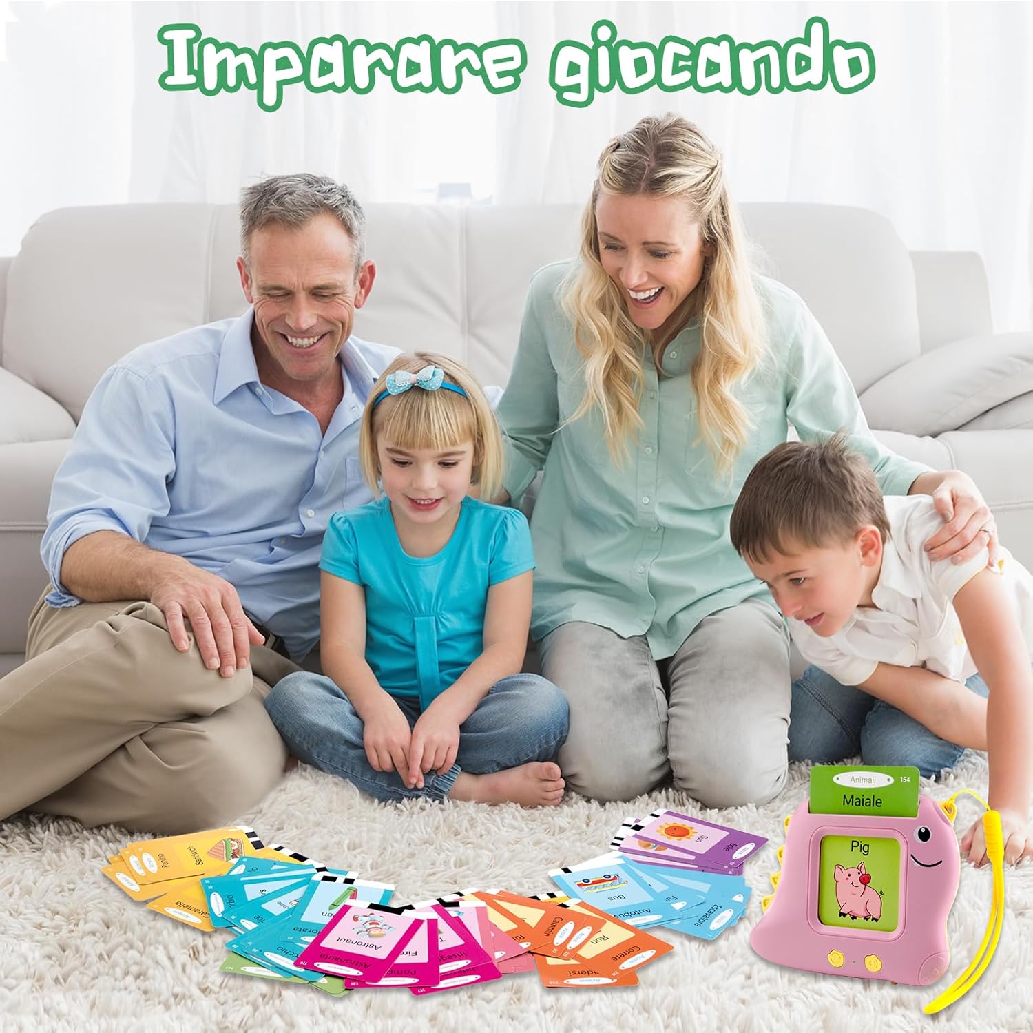 Thumbnail 3 de 224 Parole flashcards parlanti per bambini (italiano e inglese) Rosa, giochi Montessori prescolare 2 anni