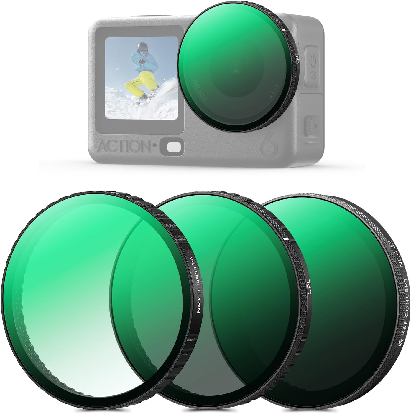 Detalle de K&F CONCEPT Kit de 3 filtres ND/CPL pour Osmo Action 6