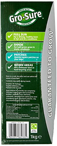 Detalle de Gro-Sure Aqua Gel Coated Smart Grass Lawn Seed, 25 m2, 1 kg