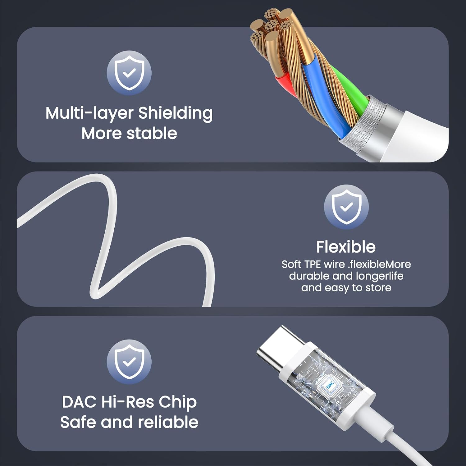 Detalle de Kabelkopfhörer USB-C für iPhone 15/16/17 – 2er-Pack, In-Ear mit Mikrofon und Lautstärkeregler