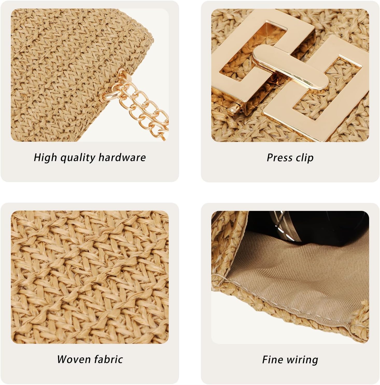 Detalle 2 de Ynport Crefreak Women's Straw Shoulder Bag – Summer Woven Crossbody Purse