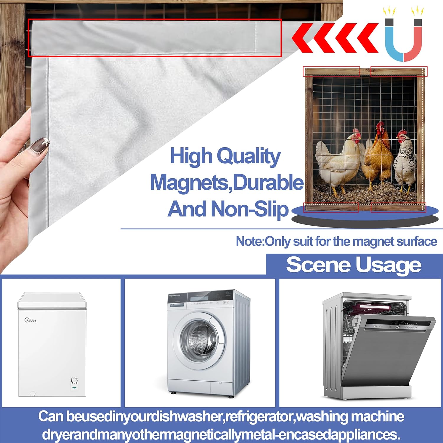 Detalle de ZIHONSE Farm Chicken Dishwasher Magnet Cover, 23 x 26 Inches, Coated Canvas