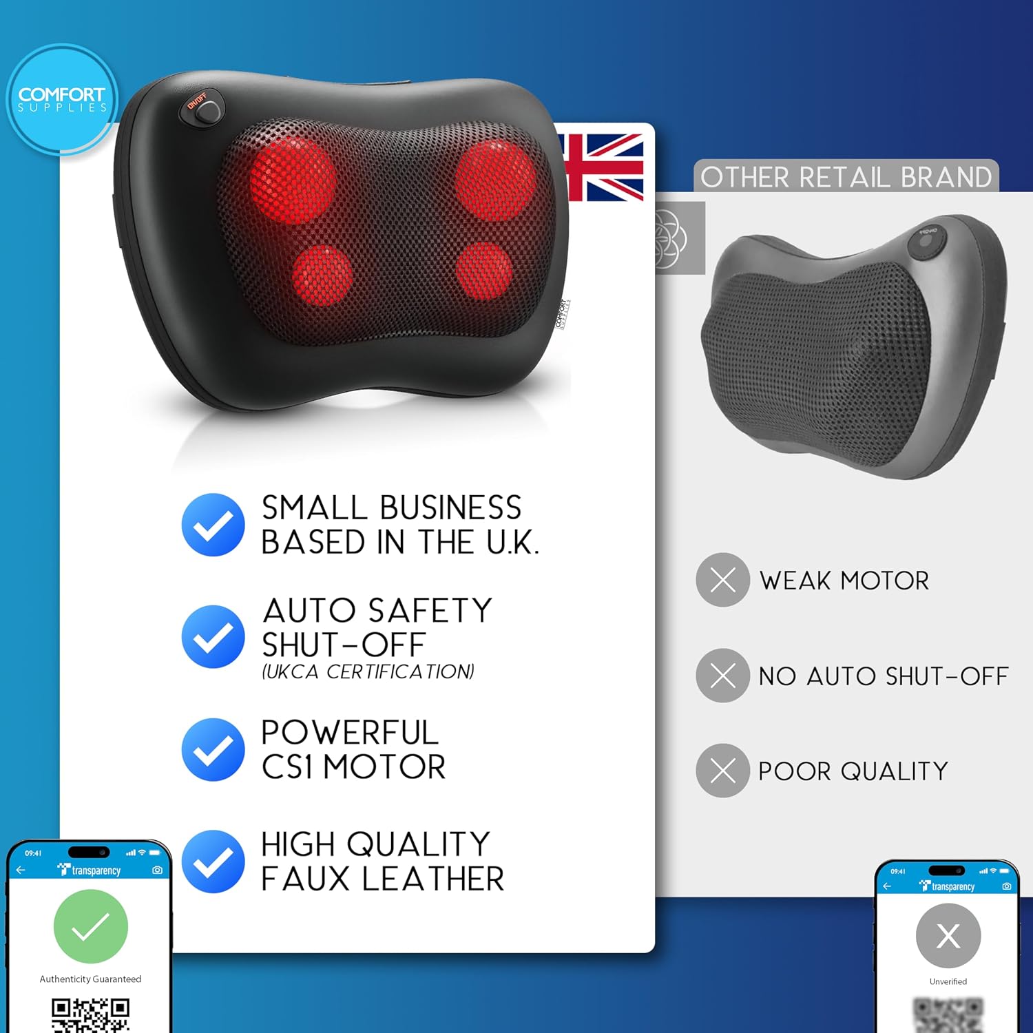 Thumbnail 3 de Comfort Supplies Back Massager: Shiatsu Pillow with Heat for Neck, Back and Shoulders