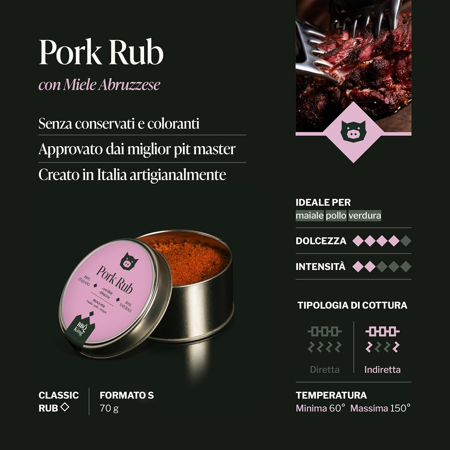 Thumbnail 4 de BBQ KING – Multi Pack Pitmaster Rub: 4 aromi da 70 g per barbecue italiani