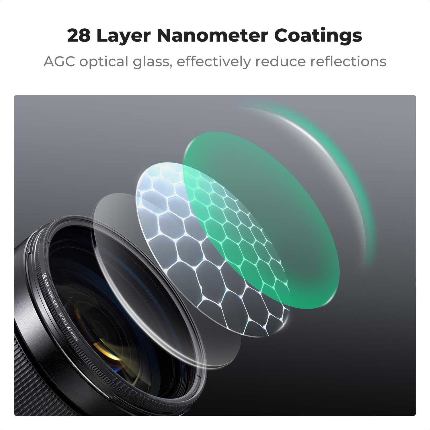 Thumbnail 5 de K&F CONCEPT 2-in-1 Filter 62 mm True Color Polfilter & Ultra-niedrige Reflexion Polfilter (Nano-Xcel)