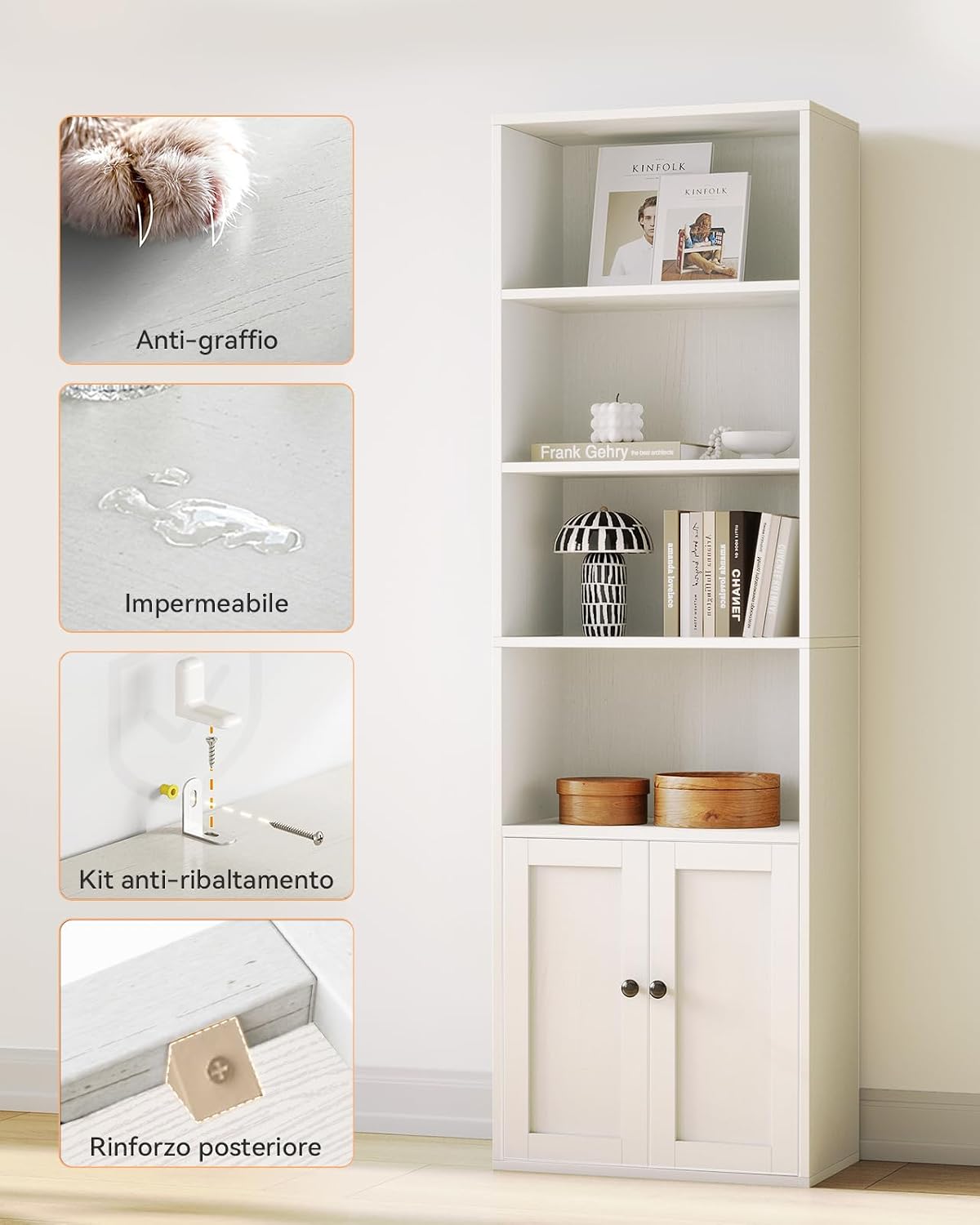 Thumbnail 6 de Coleshome libreria con ante 6 ripiani 48x24