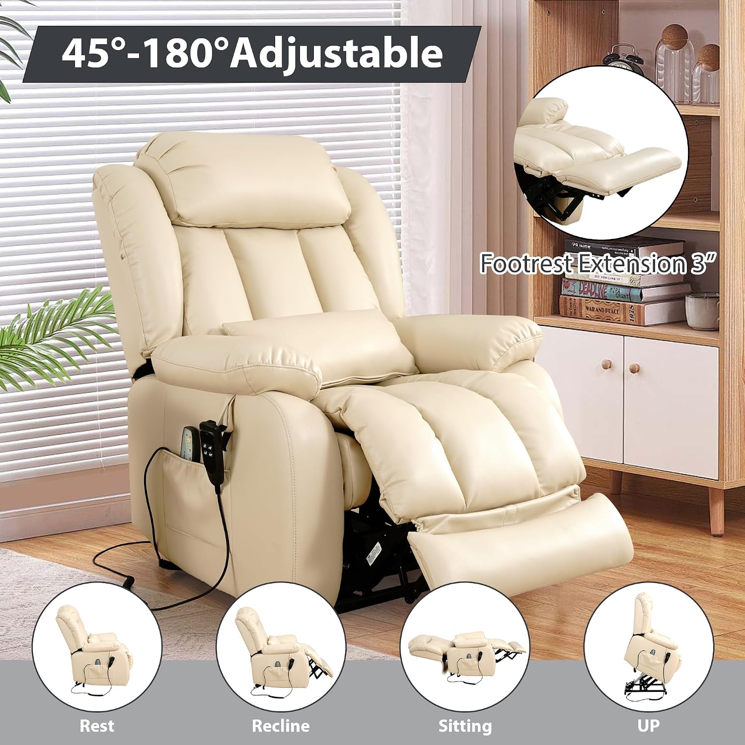 Detalle 2 de EDILLY Power Lift Recliner Chair, Genuine Leather