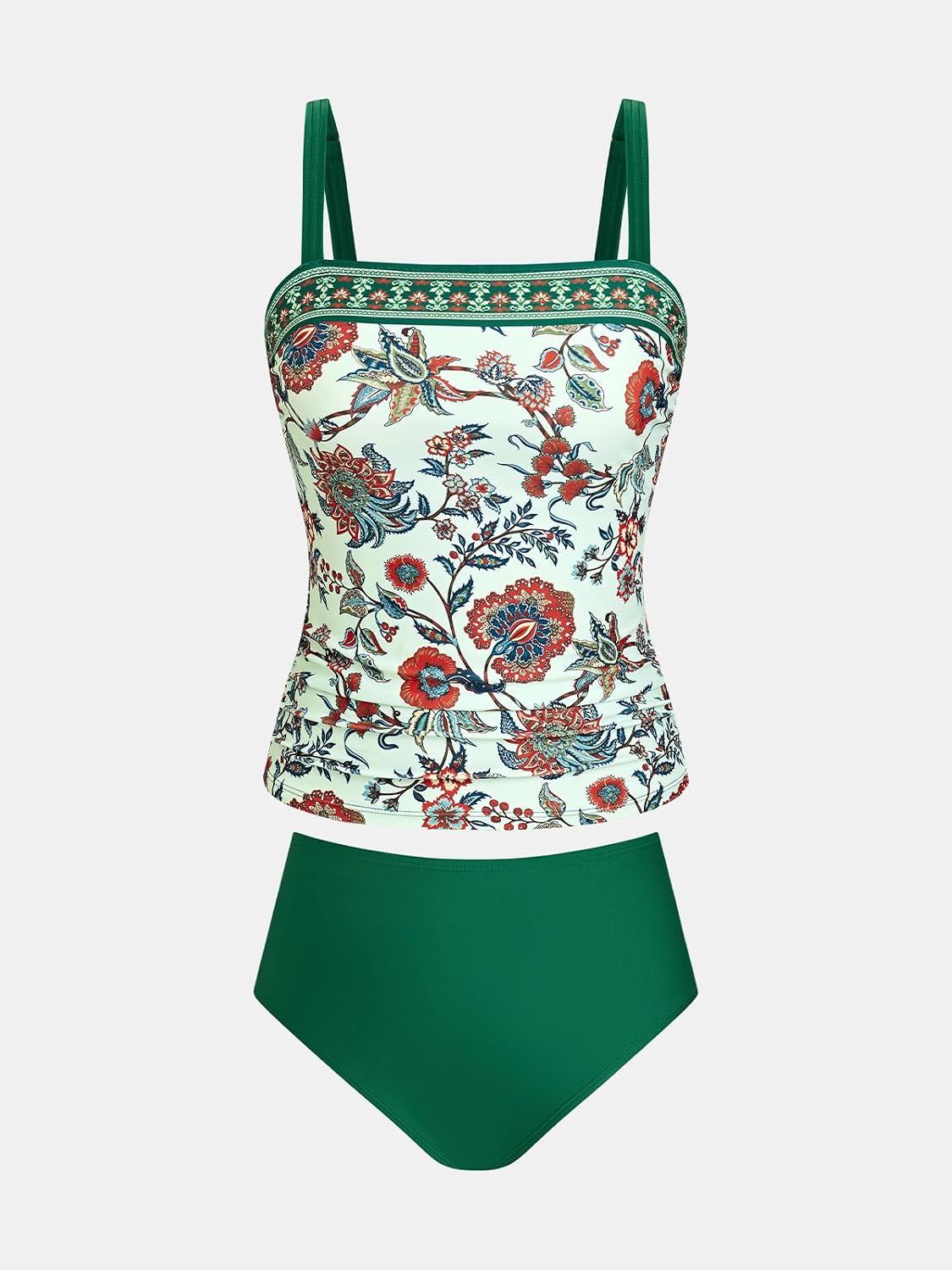 Detalle de CUPSHE Maillot de bain deux pièces pour femme – Col carré, bretelles ajustables et volants