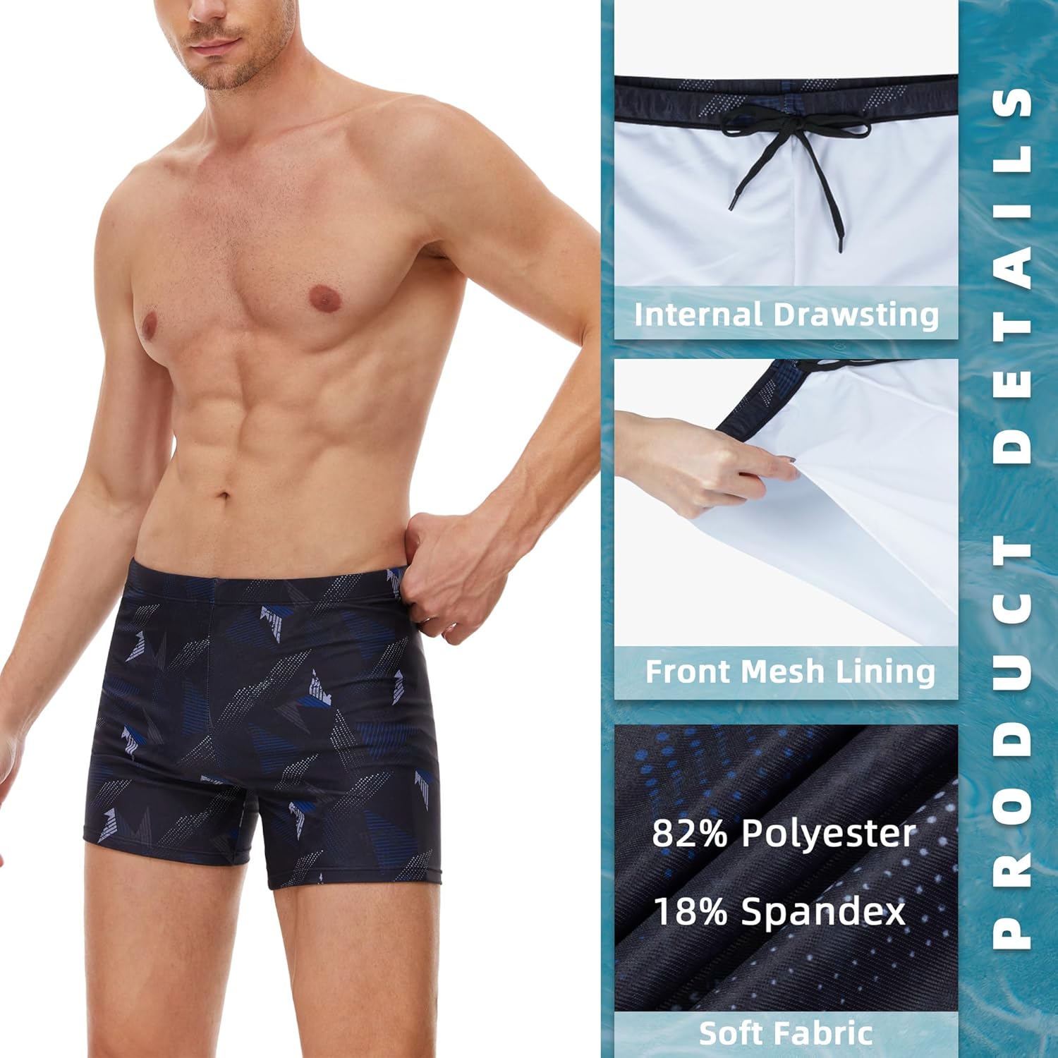 Thumbnail 2 de AMZSPORT Maillot de Bain Homme Short de Bain à Séchage Rapide avec Cordon de Serrage