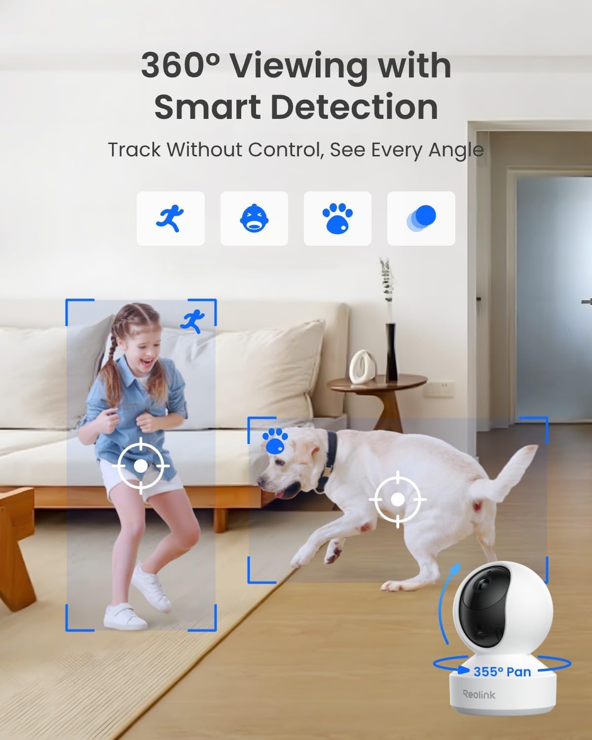 Detalle 2 de REOLINK E1 Pro 3K Indoor Camera, 5MP, Dual-Band Wi-Fi & Auto Tracking