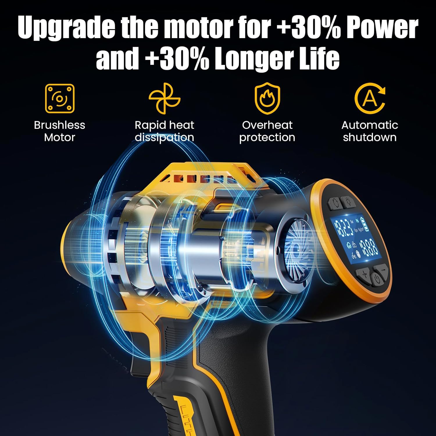 Thumbnail 1 de Tire Inflator Portable Air Compressor for DeWalt 18V/20V Max Battery – 160 PSI Cordless with Digital Gauge