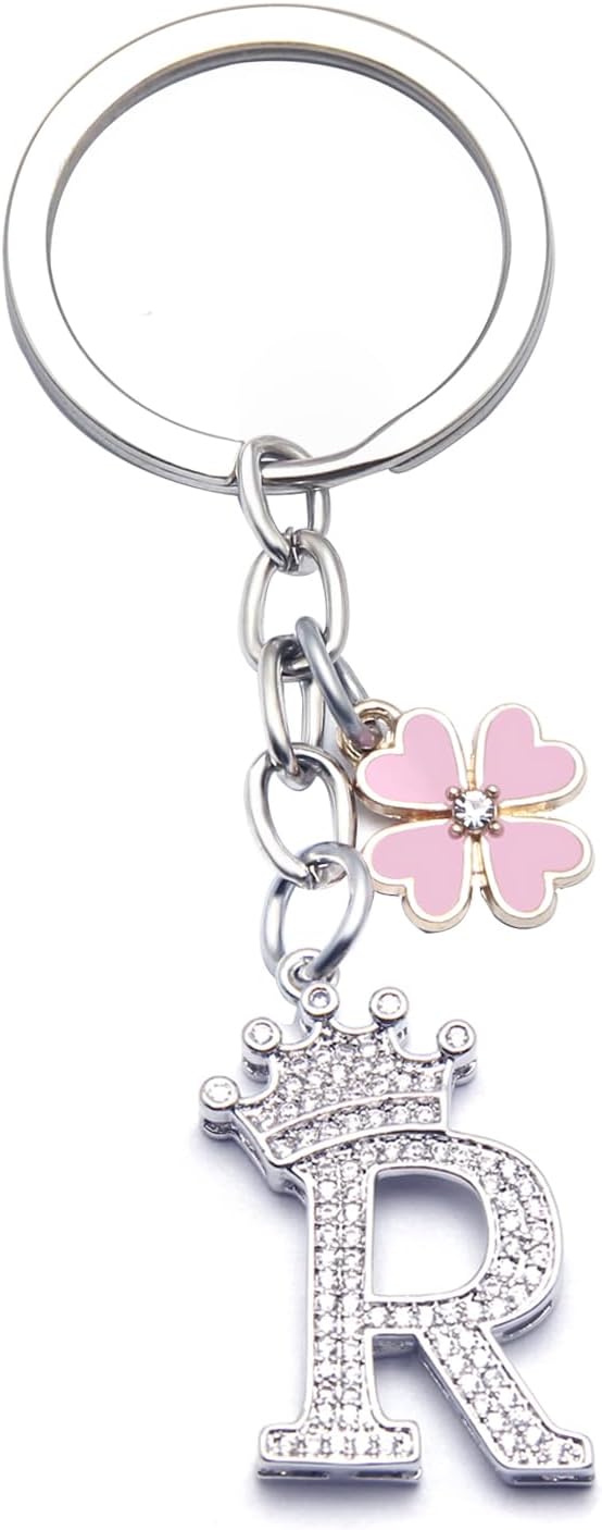 Detalle 2 de GuOYU Portachiavi con Lettera Iniziale in Argento – Regalo elegante per lui e per lei