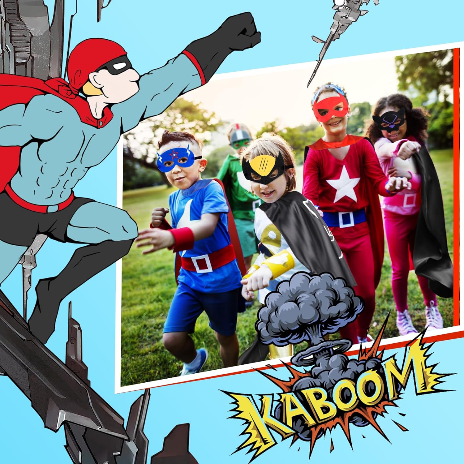 Detalle de Roko Toys Superhero Capes for Kids 4-Pack