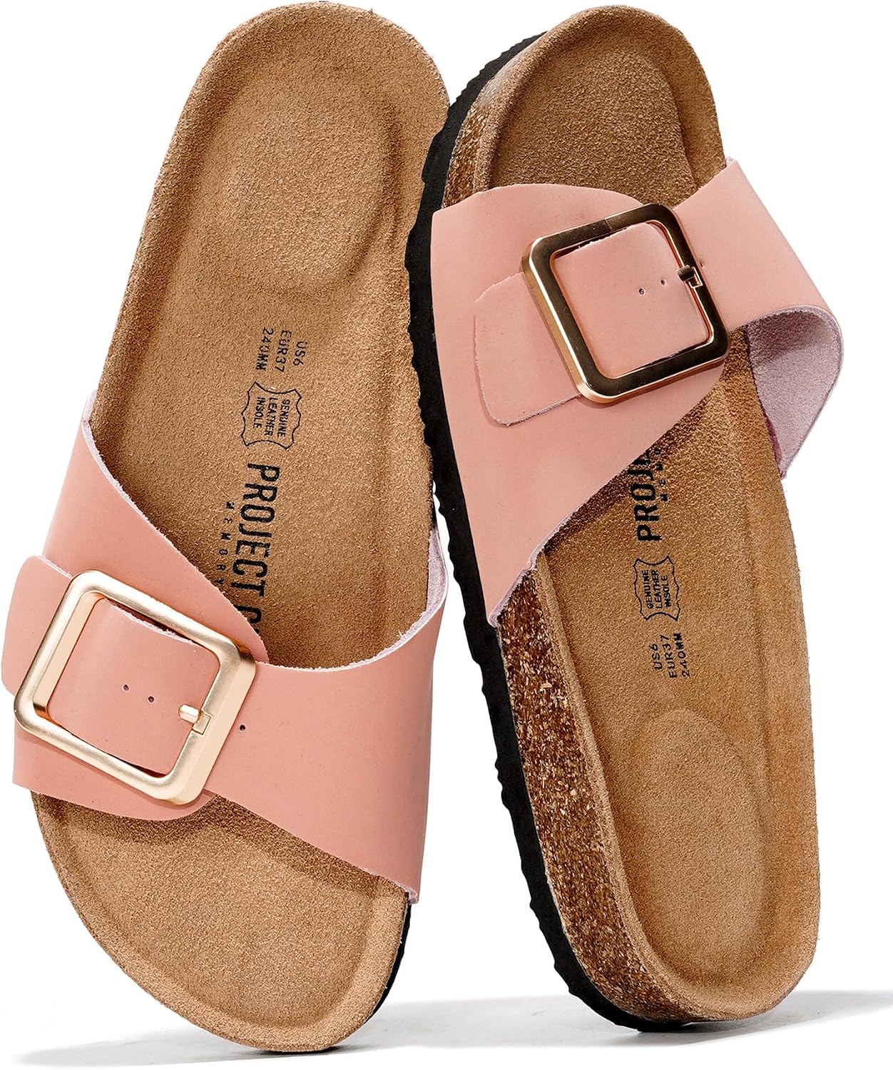 Detalle de Project Cloud 100% Genuine Leather Slides for Women with Memory Foam Insole