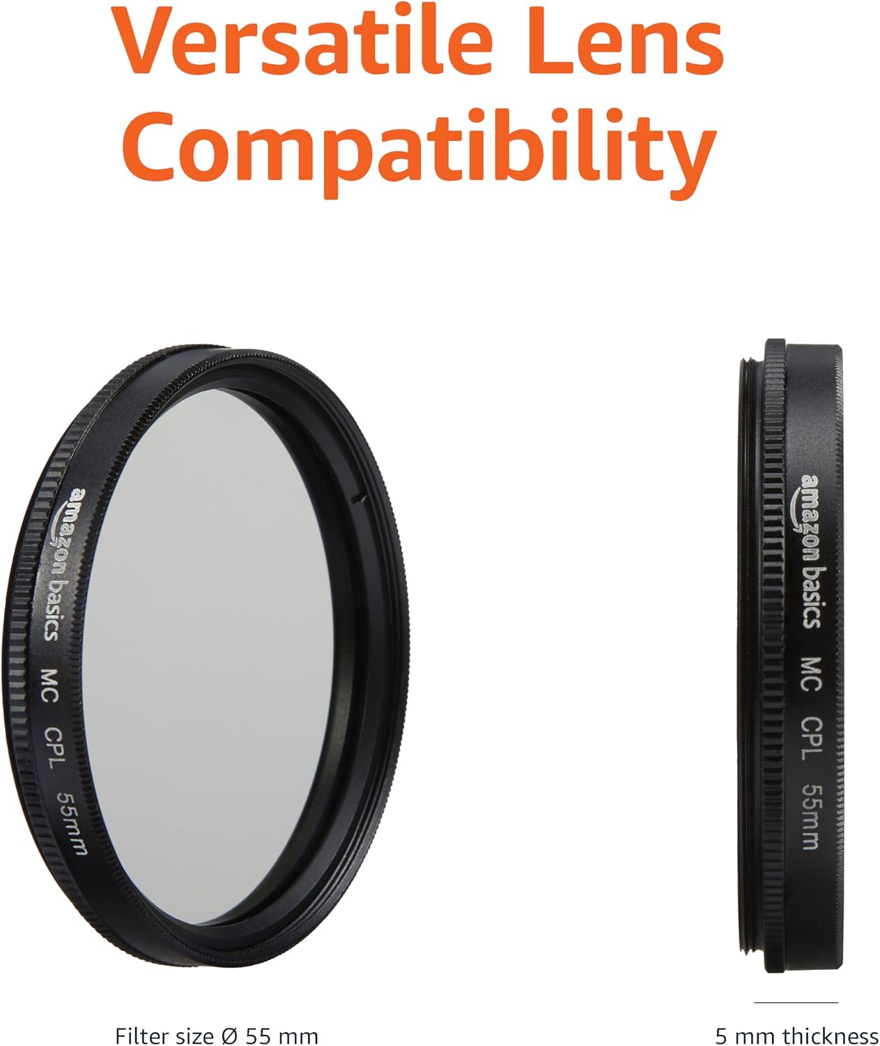 Detalle de Amazon Basics 55mm circular polariser protection filter for deeper colours and reduced glare
