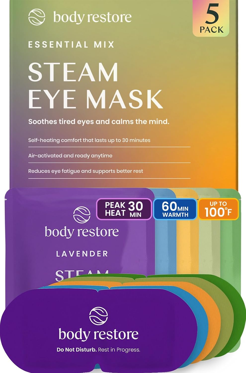 Detalle de Body Restore Heated Eye Mask 5-Pack, Self-Heating Warm Compress in 5 Scents