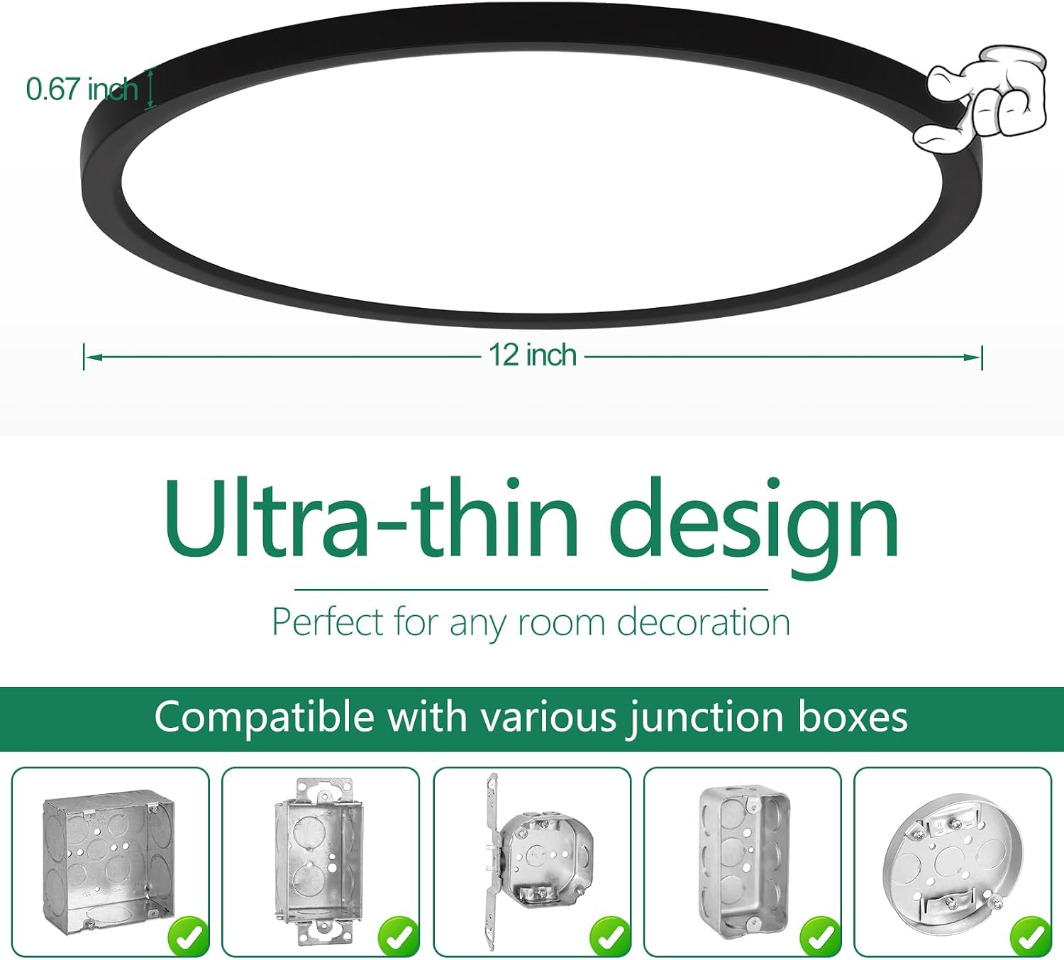Thumbnail 5 de Brightever LED Flush-Mount Ceiling Light, 12-Inch