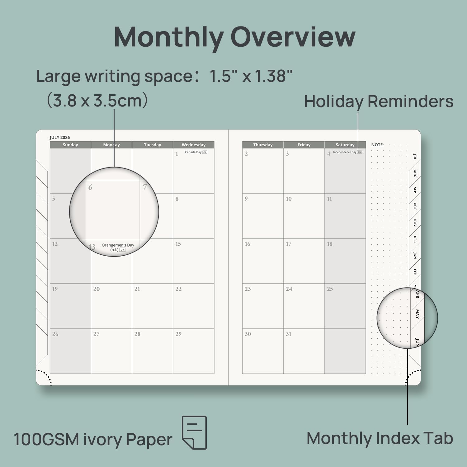 Detalle de POPRUN Academic Planner 6.5" x 8.75