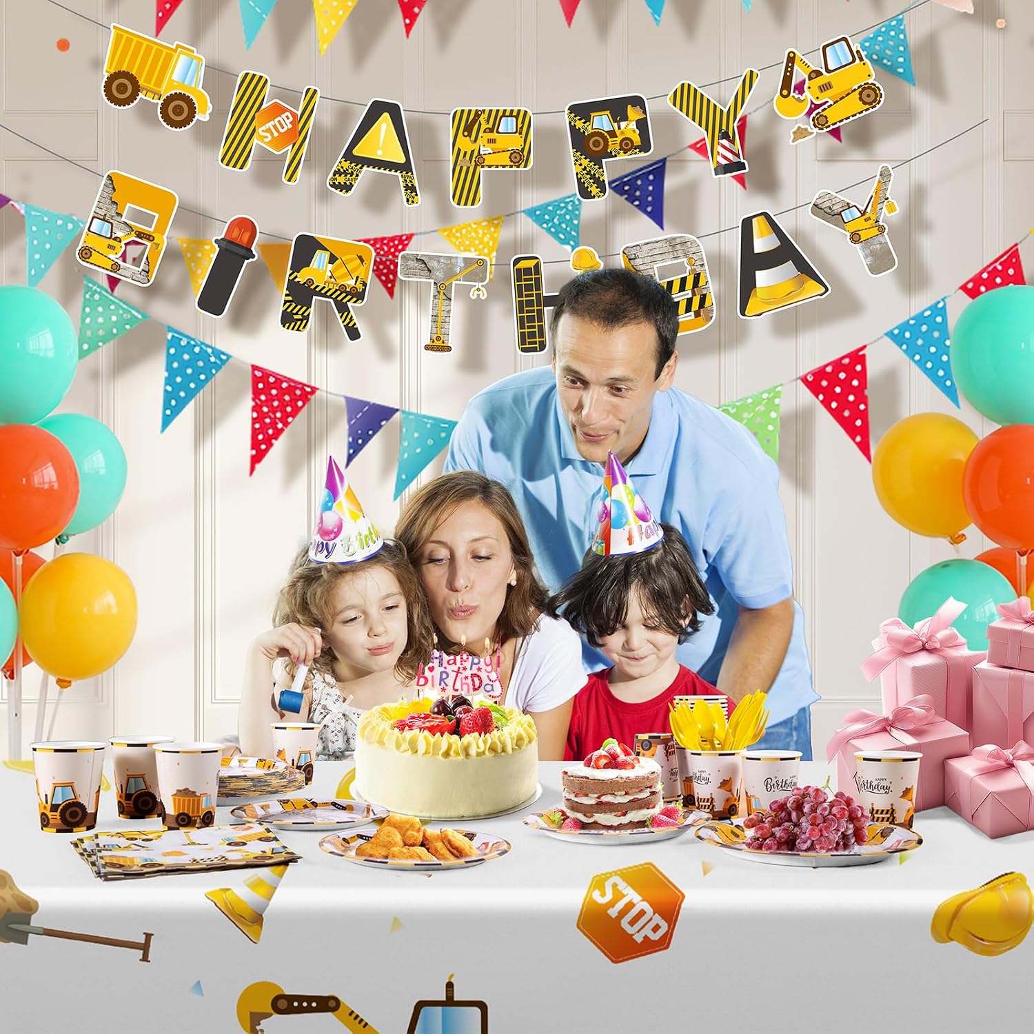 Thumbnail 6 de Cecnamt Construction Birthday Decorations (170-Piece Set) for a Construction-Theme Party