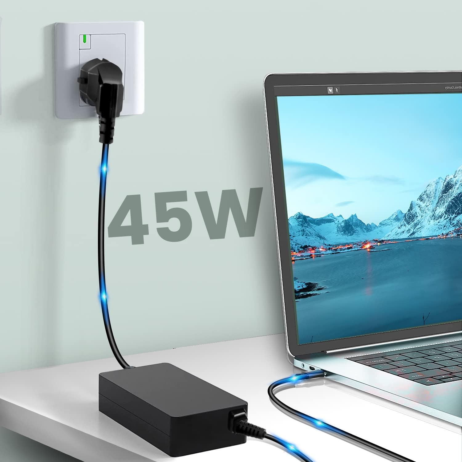 Detalle 2 de 45W Laptop-Ladegerät Kabel 19,5V 2,31A – kompatibel mit HP 15, 17, ProBook, EliteBook (div. Modelle)