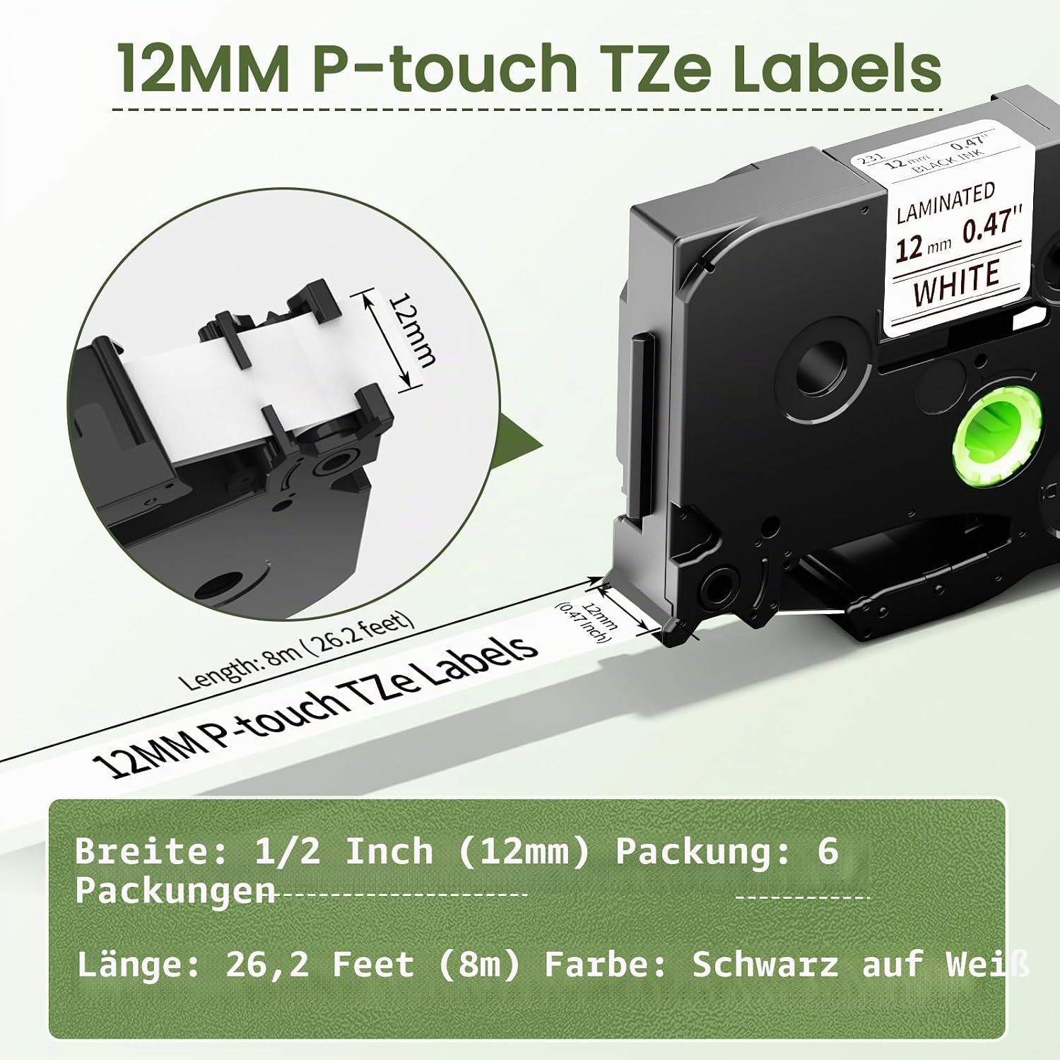 Detalle 2 de Markurlife TZe-231 6er Pack Schriftband 12 mm