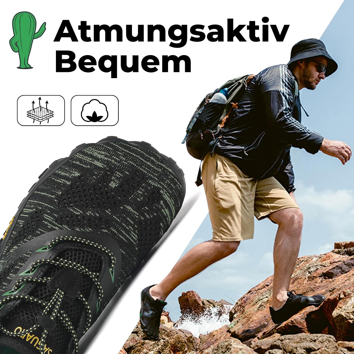 Detalle de SAGUARO Unisex Barfußschuhe Outdoor – Barfuß Trail Laufschuh mit Zero-Drop, Gr. 36–48