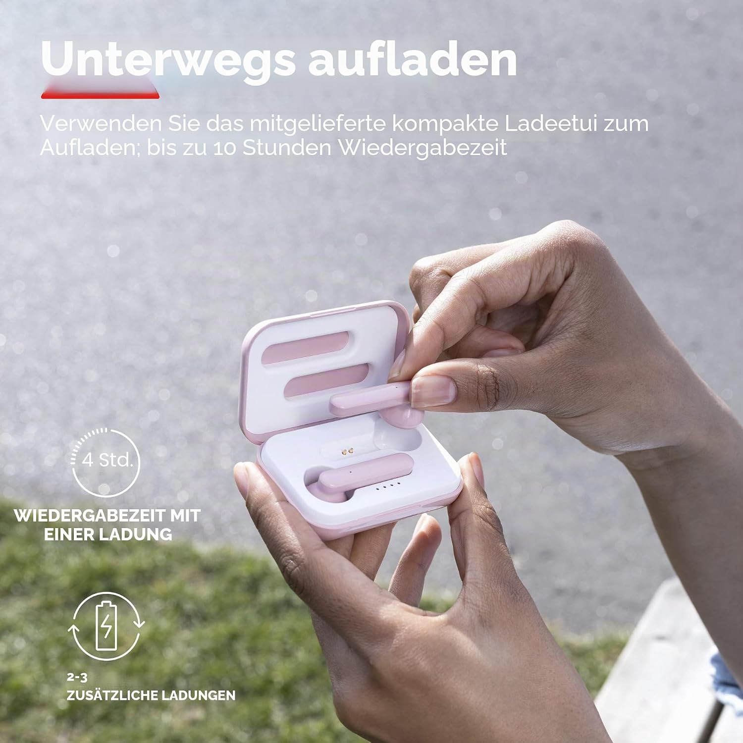 Thumbnail 3 de Trust Mobile Primo Touch: In-Ear Bluetooth Kopfhörer, Rosa – bis zu 10 Stunden Wiedergabe mit Ladecase