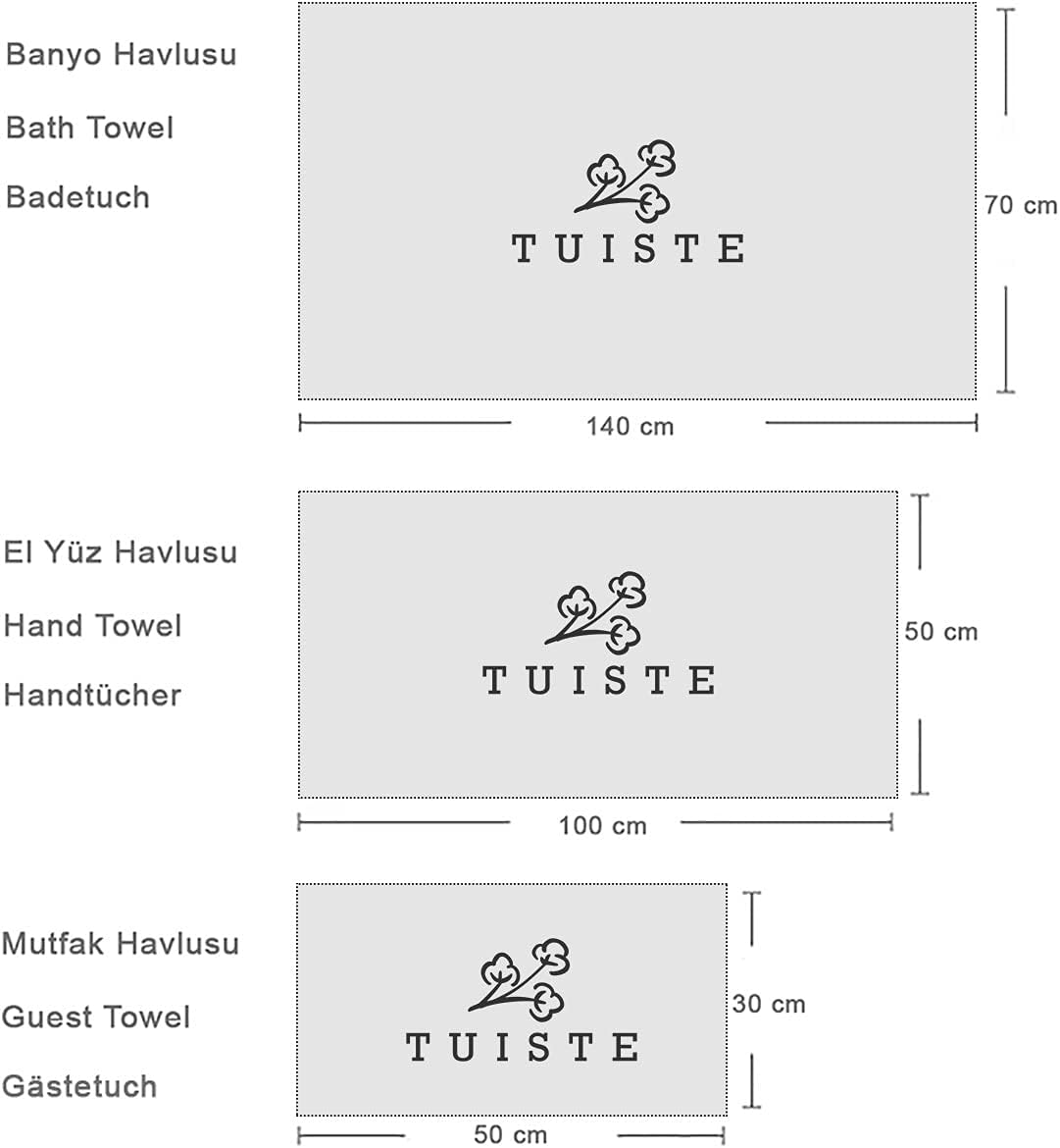Detalle de Tuiste Set Asciugamani Bagno Bianchi – 100% Cotone, 2 Teli Doccia 70x140cm + 4 Asciugamani 50x90cm + 2 Ospiti 30x50cm