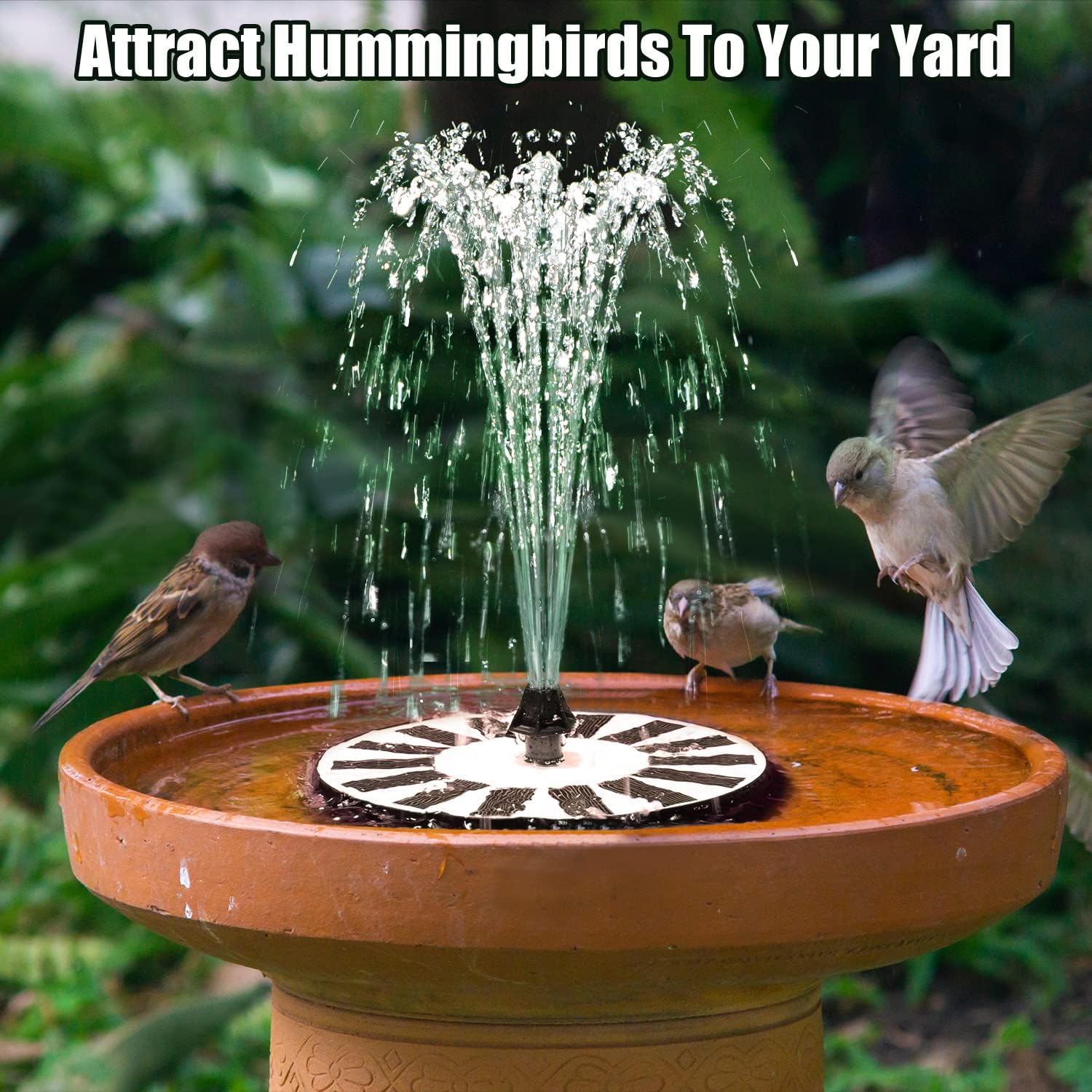 Thumbnail 6 de SZMP Solar Fountain Bird Bath with Upgrade Glass Panel – 7 Nozzles, 4 Fixers, Solar Pump for Garden, Pond & Pool