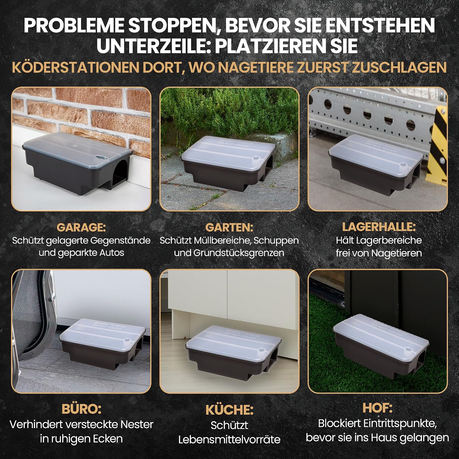 Detalle de Köder-Discount Rattenfalle für Giftköder – 4 abschließbare Köderboxen mit klarem Deckel