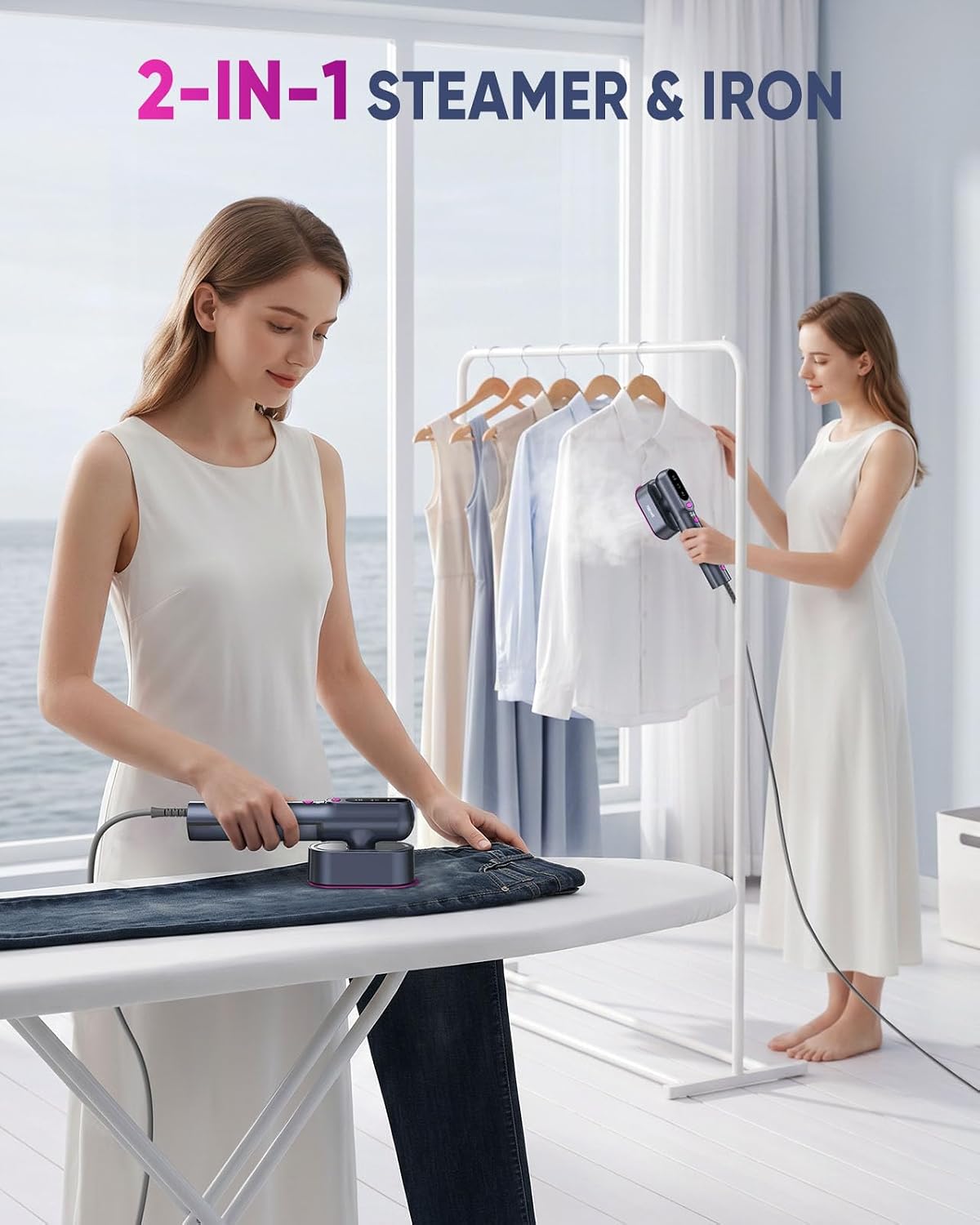 Thumbnail 3 de Travel Steamer for Clothes: 2-in-1 Garment Steamer & Iron, 1200W, 100-240V, Portable Travel Size